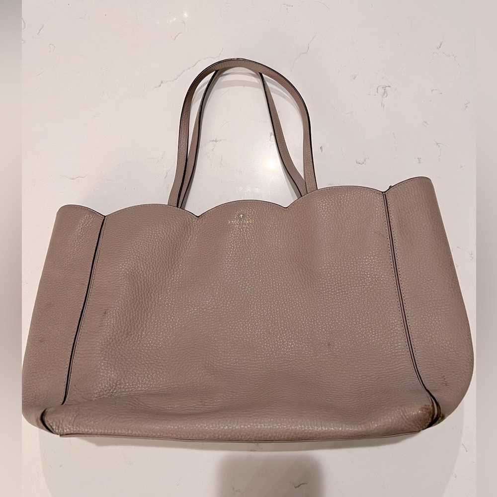 Taupe Kate Spade scalloped edged purse